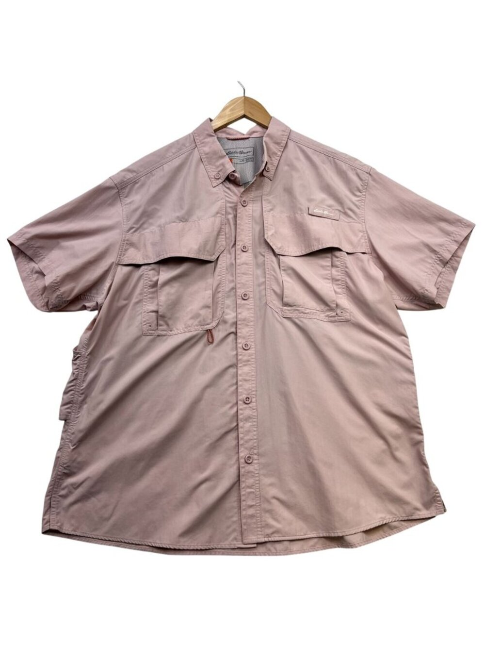 Eddie Bauer Mens Short Sleeve Button Up Fishing Shirt Size XL Pink Outdoors